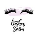 Lashes lettering vector illustration Royalty Free Stock Photo